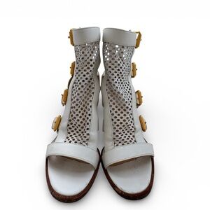 Christian Louboutin White and Gold Sandals